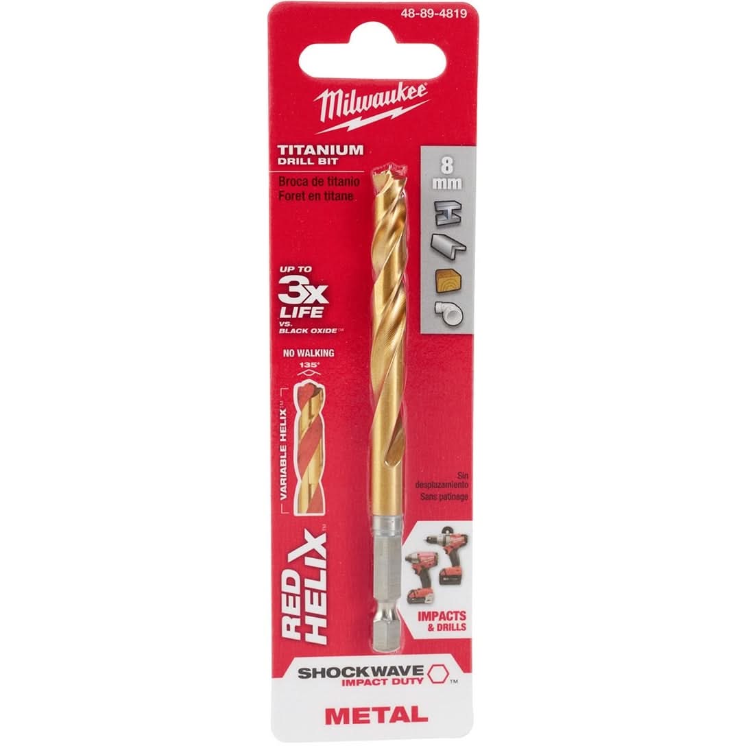 Milwaukee 48-89-4819 Metric Shockwave Titanium Red Helix 8mm