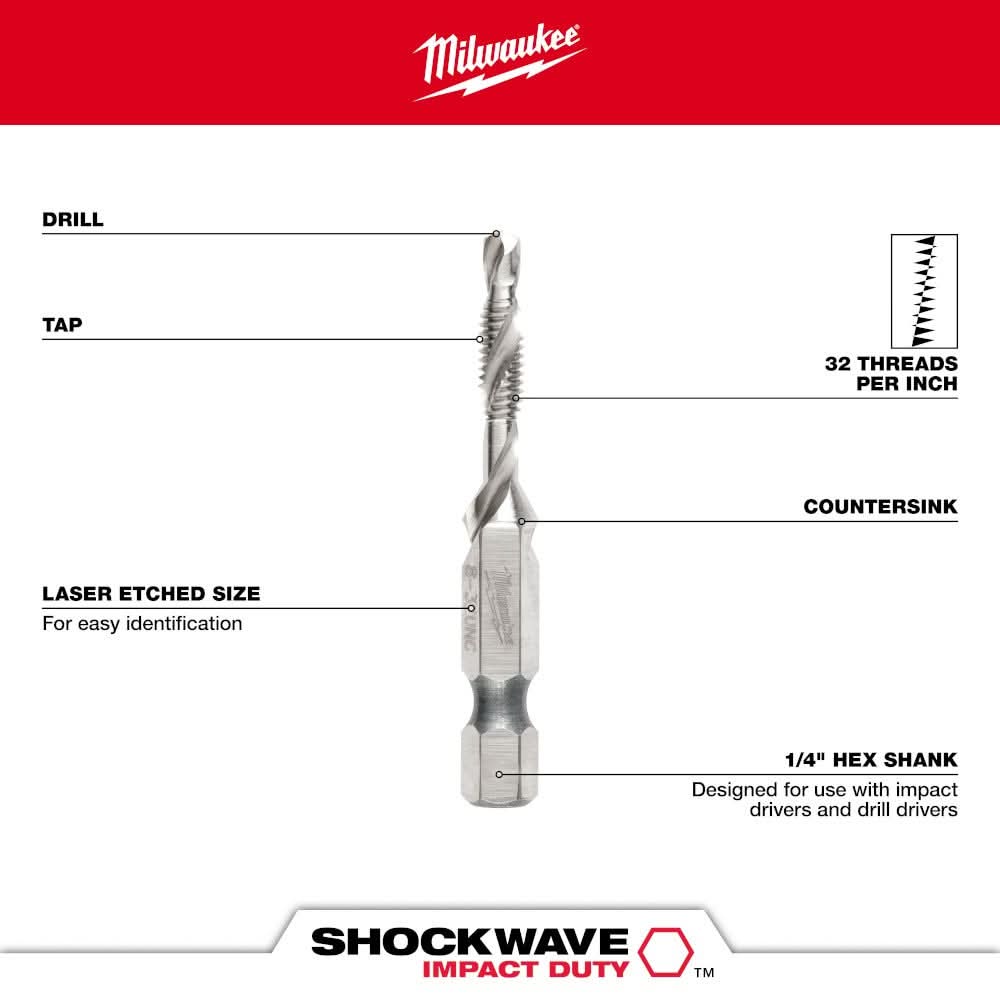 Milwaukee 48-89-4870 Shockwave 8-32 SAE Impact Drill Tap – Tool Nut