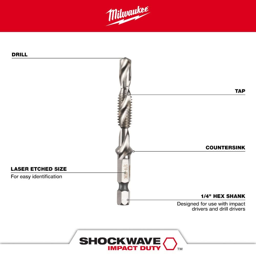 Milwaukee 48-89-4874 Shockwave 5-Piece SAE Impact Drill Tap Set
