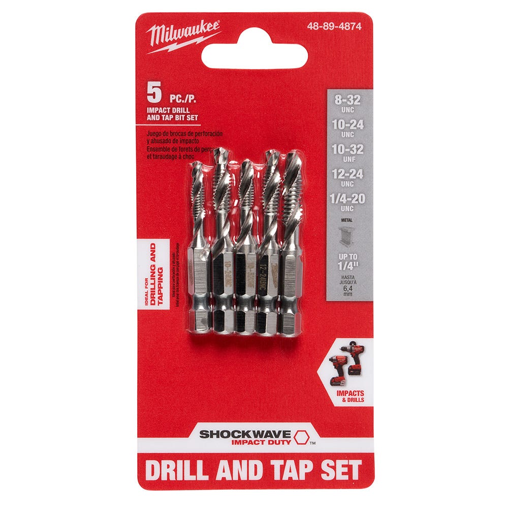 Milwaukee 48-89-4874 Shockwave 5-Piece SAE Impact Drill Tap Set
