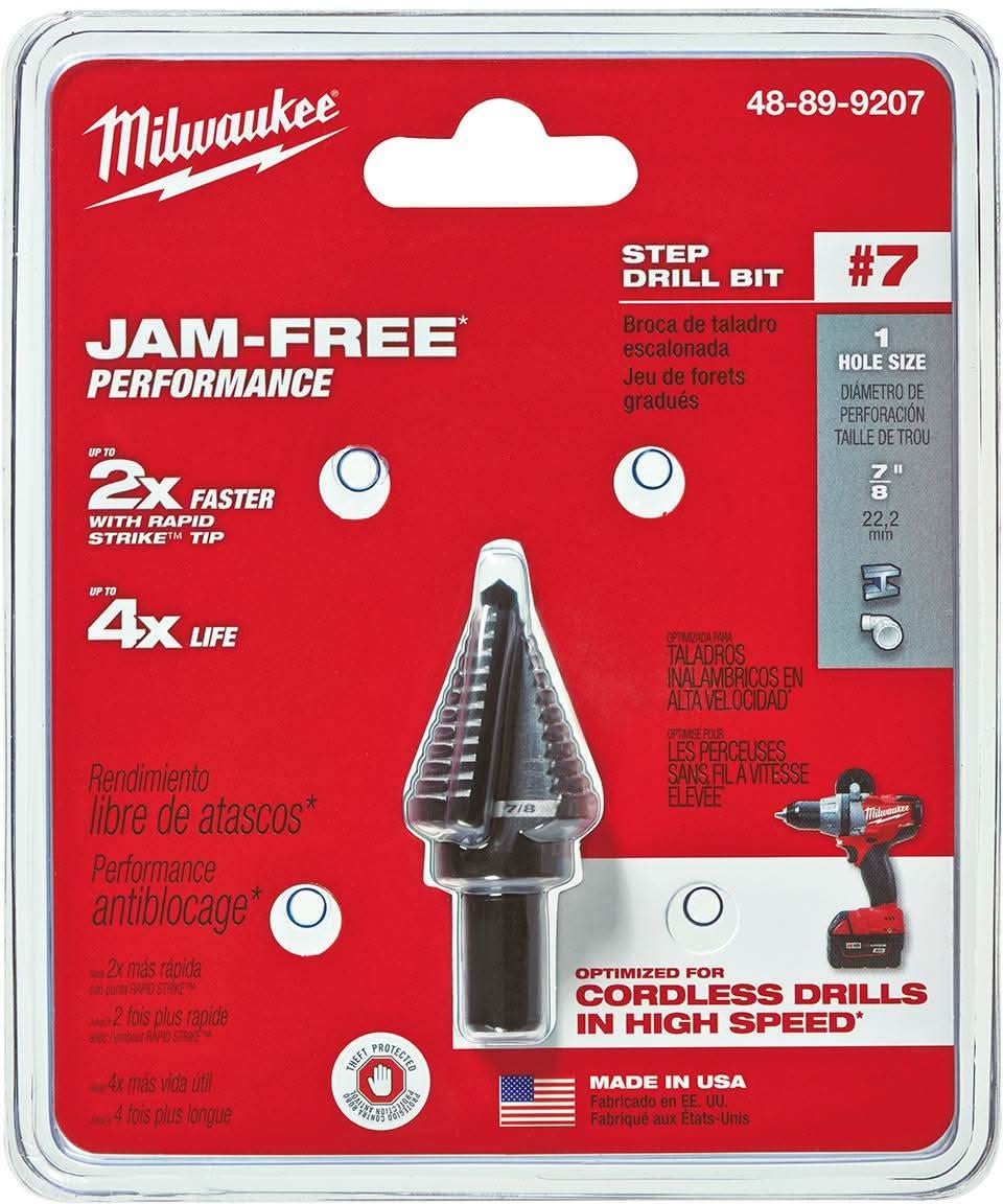 Milwaukee 48-89-9207 #7 Step Drill Bit, 7/8" Single Hole