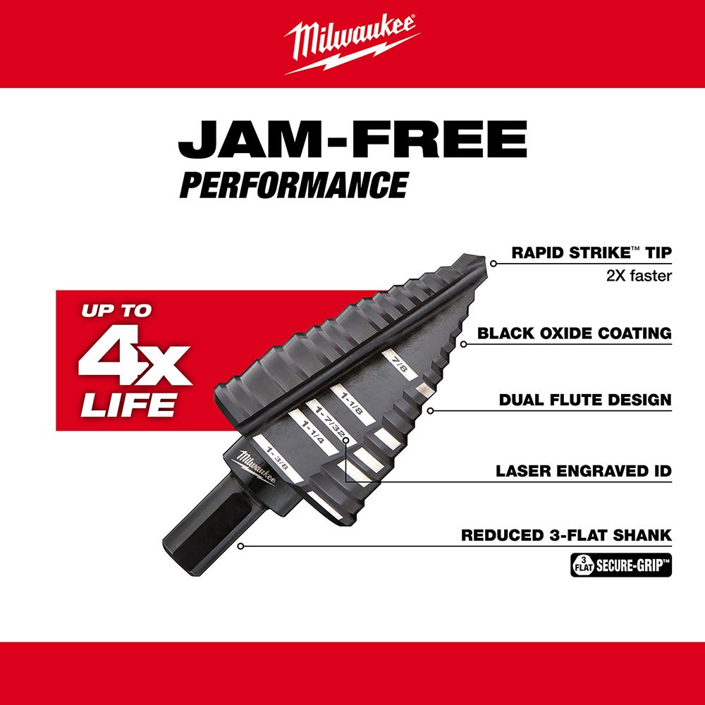 Milwaukee 48-89-9221 3-Piece Step Drill Bit Set