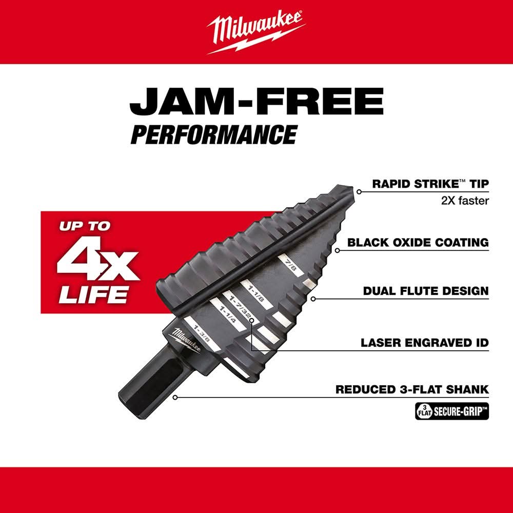 Milwaukee 48-89-9223 4-Piece Step Drill Bit Set