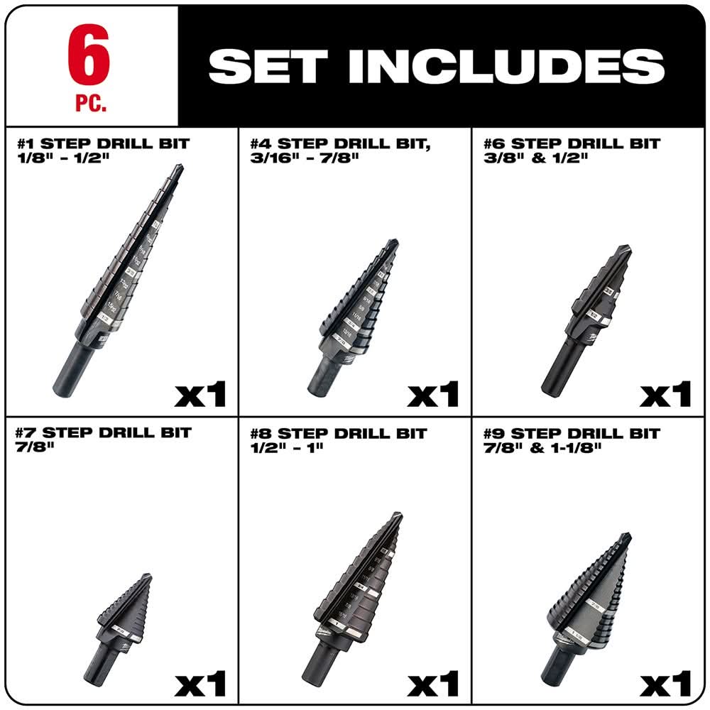 Milwaukee 48-89-9224 6-Piece Step Drill Bit Set – Tool Nut