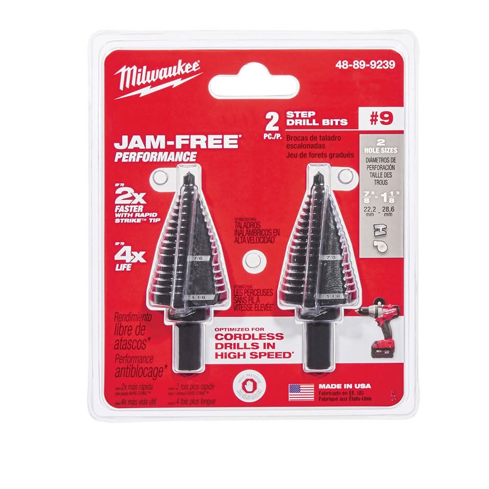 Milwaukee 48-89-9239 2-Piece #9 Step Drill Bit Set