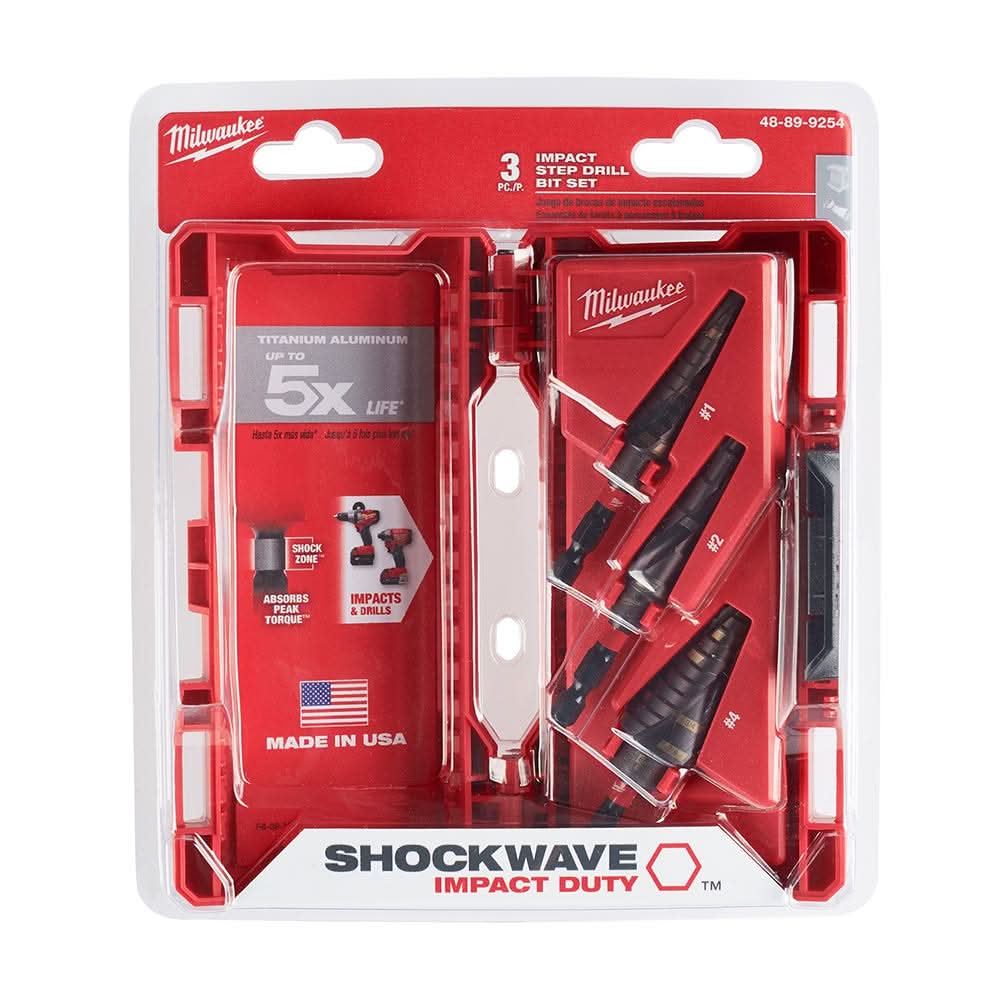 Milwaukee 48-89-9254 SHOCKWAVE Step Bit 3-Piece Kit
