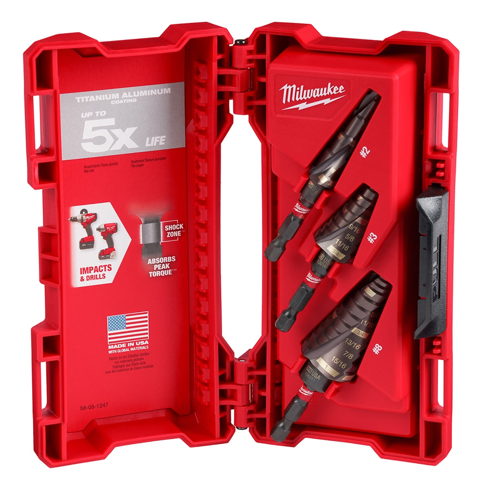 Milwaukee 48-89-9256 SHOCKWAVE Step Bit Mechanical 3-Piece Set
