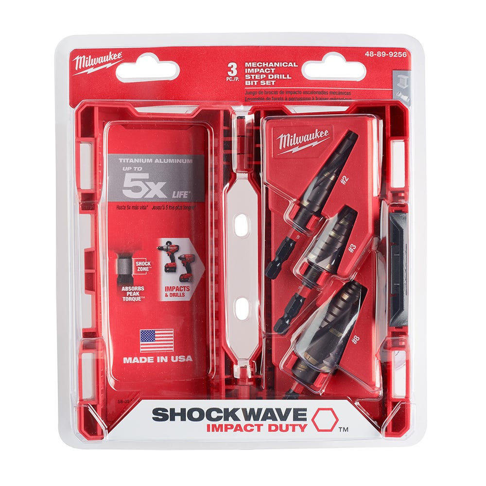 Milwaukee 48-89-9256 SHOCKWAVE Step Bit Mechanical 3-Piece Set