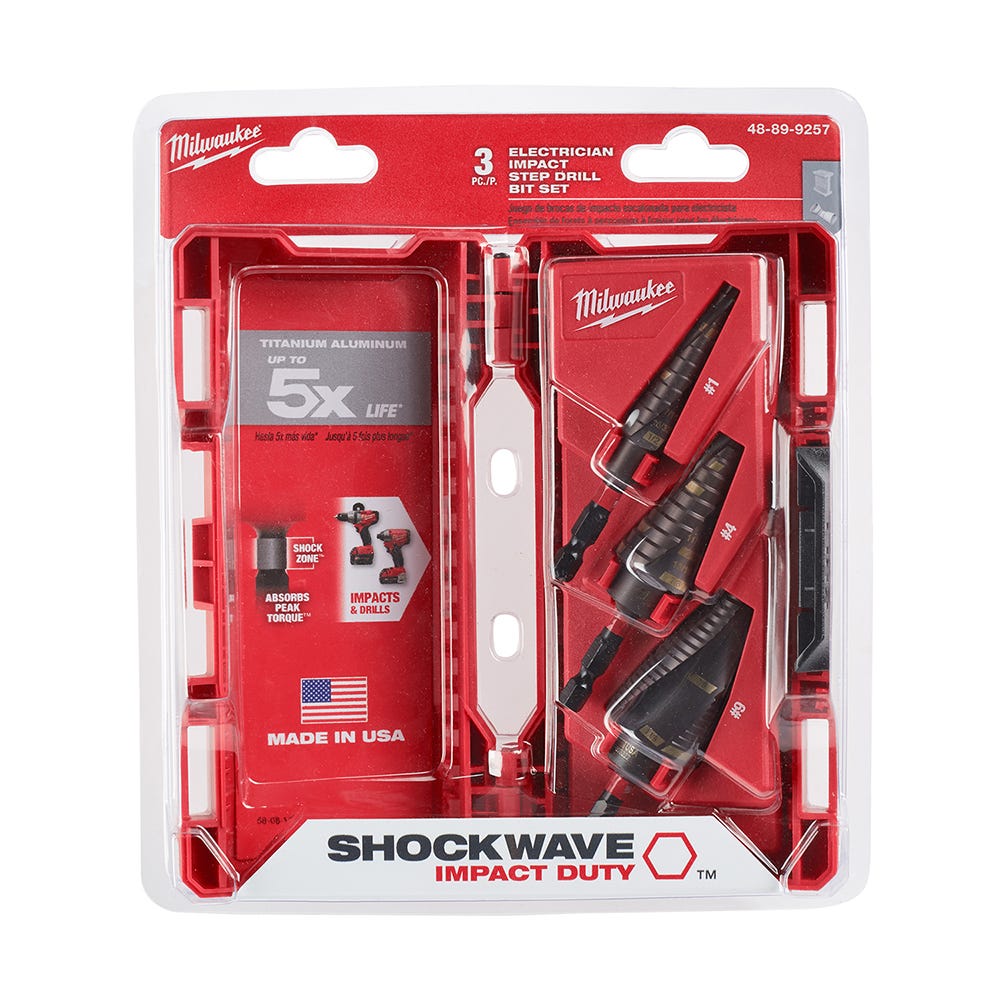 Milwaukee 48-89-9257 SHOCKWAVE Step Bit Electrical 3-Piece Set