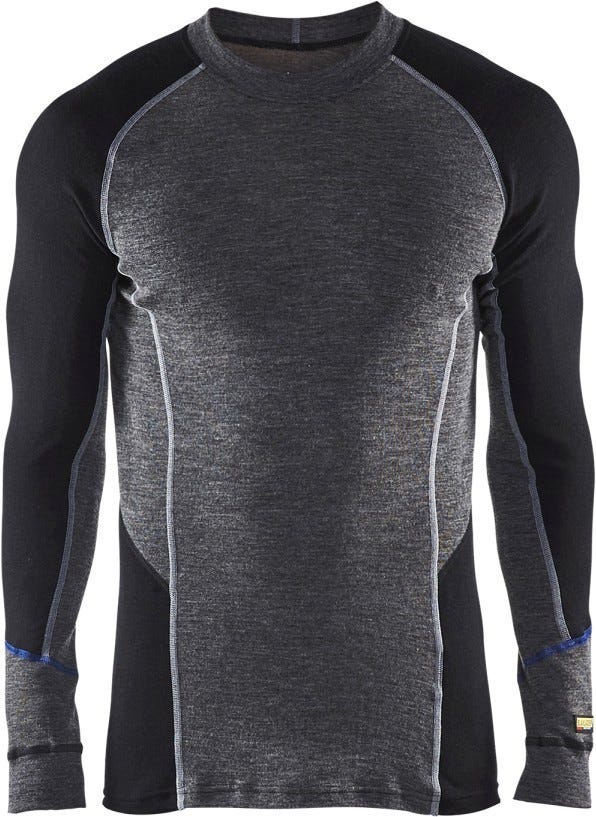 Blaklader 48971732 Underwear Crew Neck 100% Merino Warm, Grey / Black