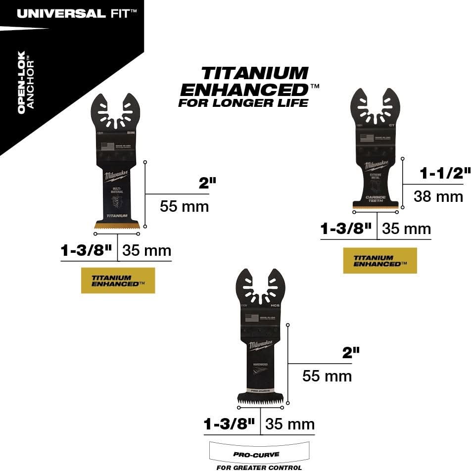 Milwaukee 49-10-9001 Open-Lok All Purpose Multi-Tool Blade, Variety Pack, 3-Pieces