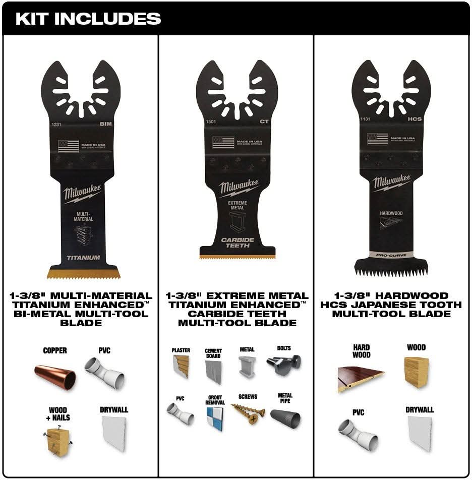 Milwaukee 49-10-9001 Open-Lok All Purpose Multi-Tool Blade, Variety Pack, 3-Pieces