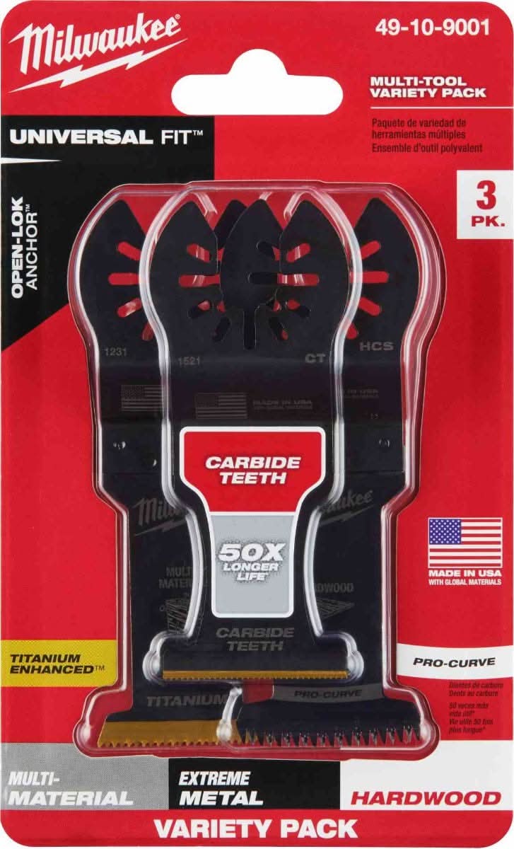 Milwaukee 49-10-9001 Open-Lok All Purpose Multi-Tool Blade, Variety Pack, 3-Pieces