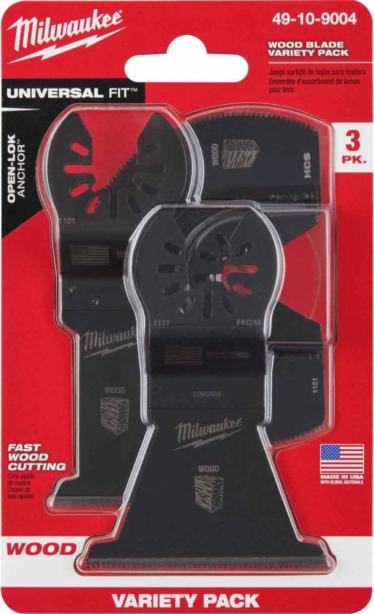 Milwaukee 49-10-9004 Open-Lok Wood Cutting Multi-Tool Blade, Variety Pack, 3-Pieces