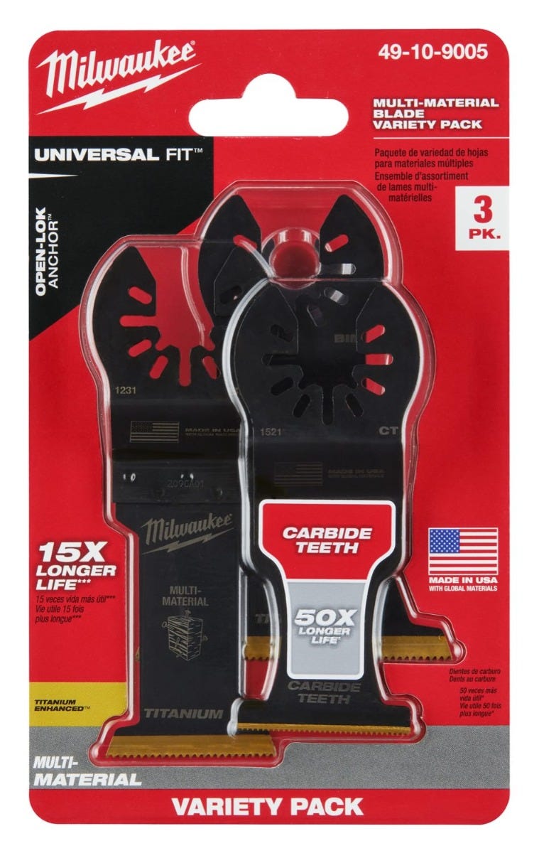 Milwaukee 49-10-9005 Open-Lok Multi-Material Cutting Multi-Tool Blade, Variety Pack, 3-Pieces