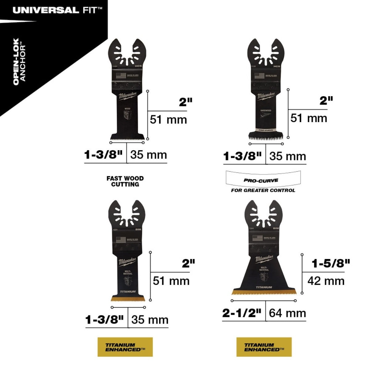 Milwaukee 49-10-9112 Open-Lok Multi-Tool Blade, Kit, 6-Pieces