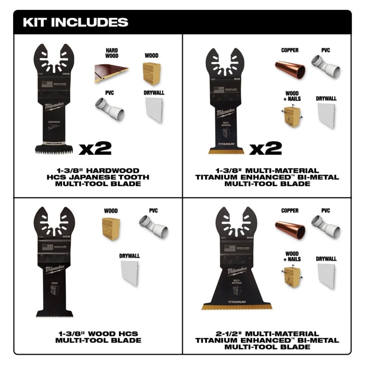 Milwaukee 49-10-9112 Open-Lok Multi-Tool Blade, Kit, 6-Pieces