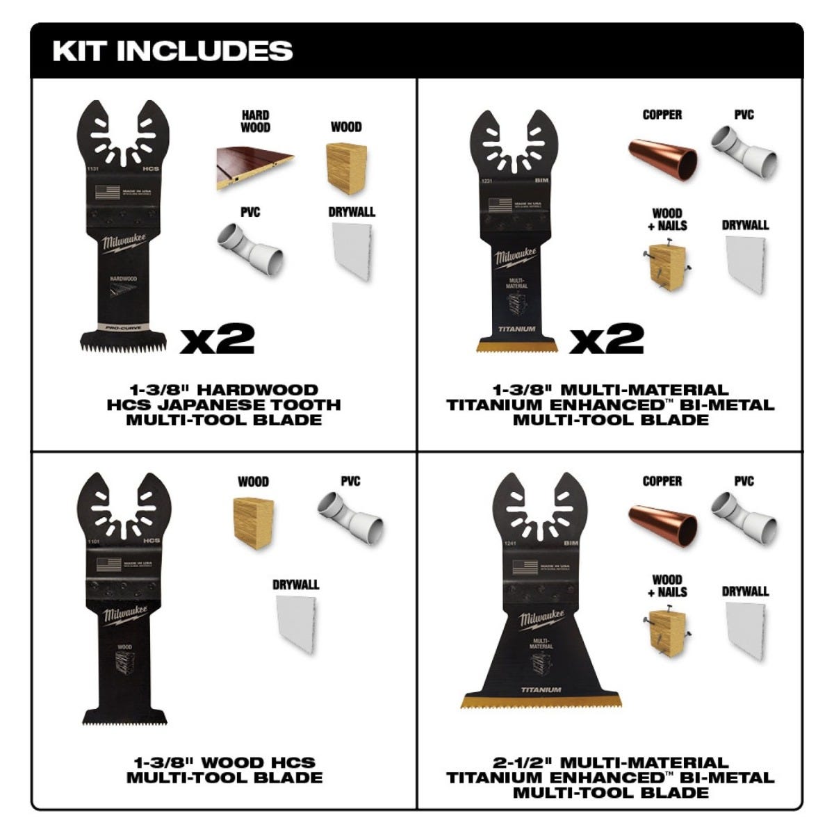 Milwaukee 49-10-9112 Open-Lok Multi-Tool Blade, Kit, 6-Pieces