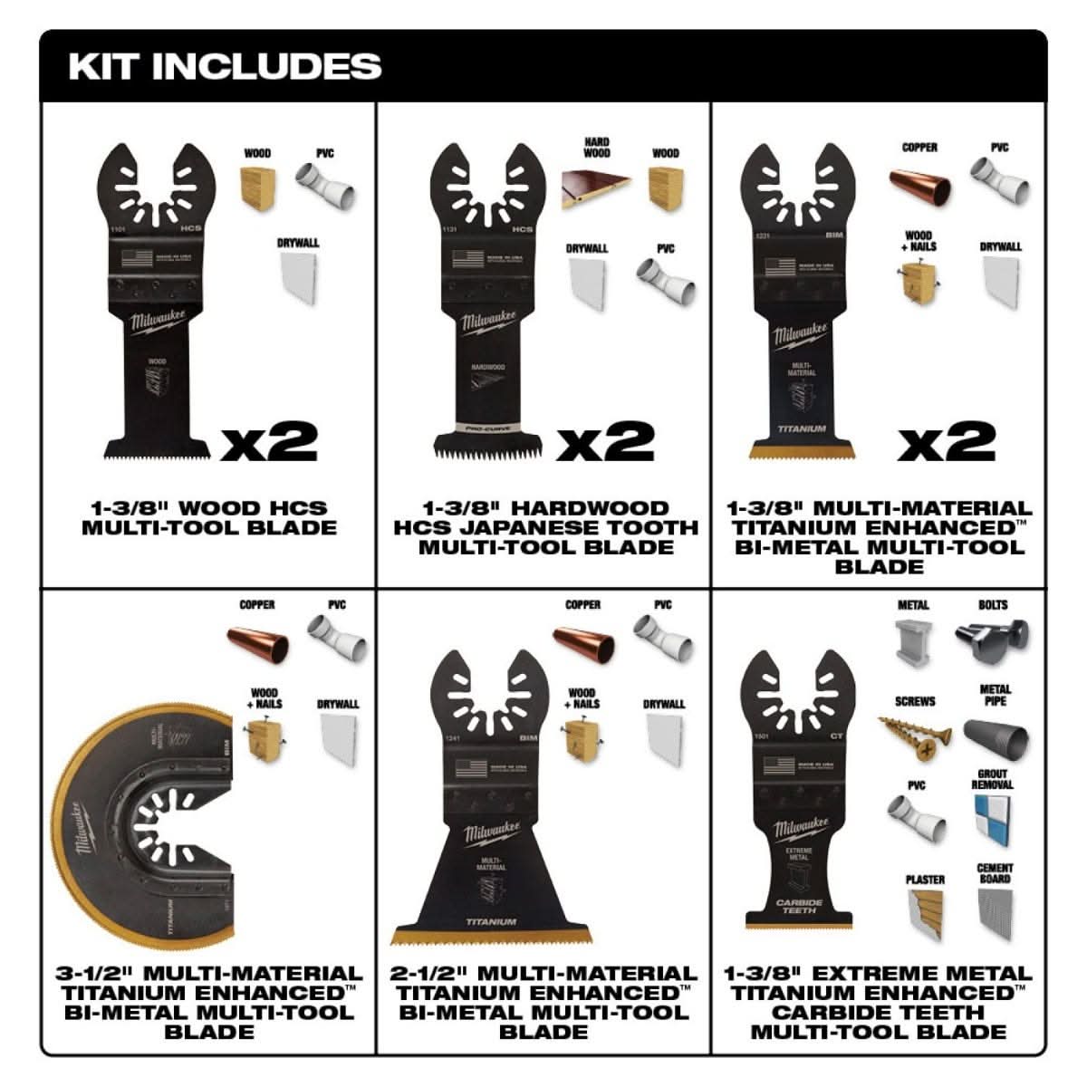 Milwaukee 49-10-9113 Open-Lok Multi-Tool Blade Kit, 9-Pieces