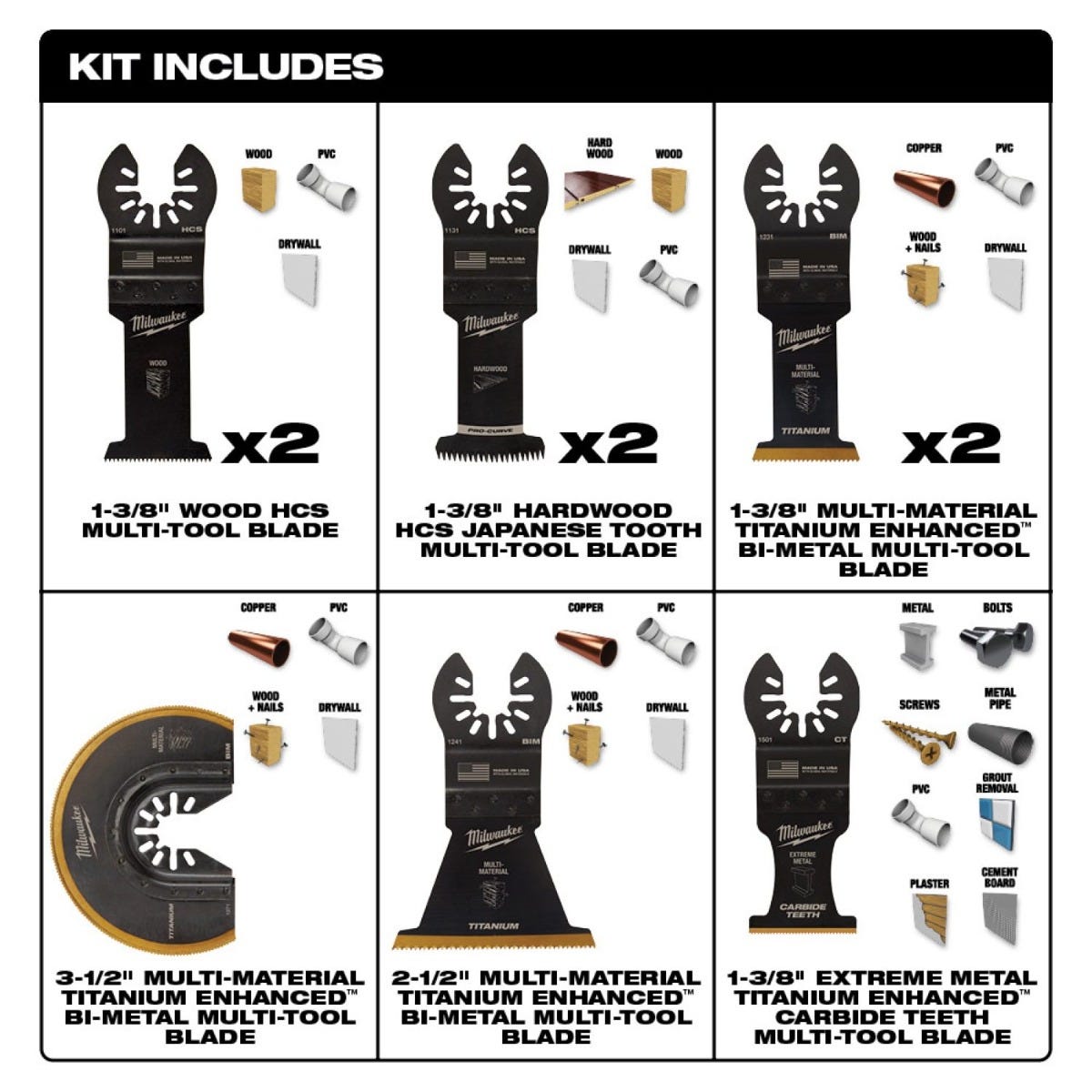 Milwaukee 49-10-9113 Open-Lok Multi-Tool Blade Kit, 9-Pieces