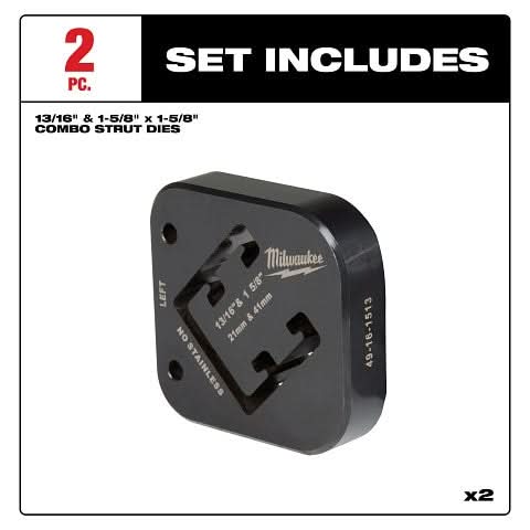 Milwaukee 49-16-1513 13/16" & 1-5/8" x 1-5/8" Combination Strut Shearing Dies