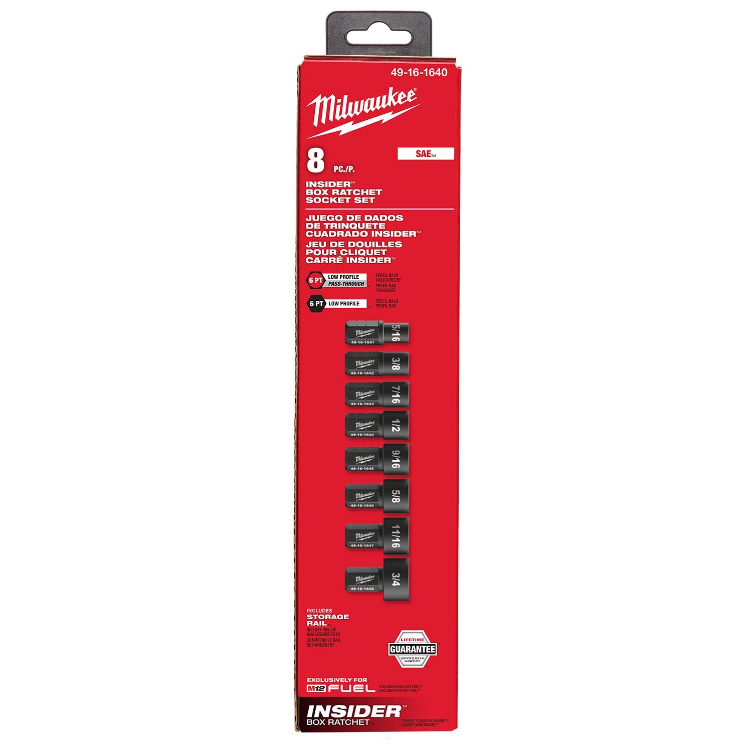 Milwaukee 49-16-1640 INSIDER Box Ratchet Socket SAE Set 8PC