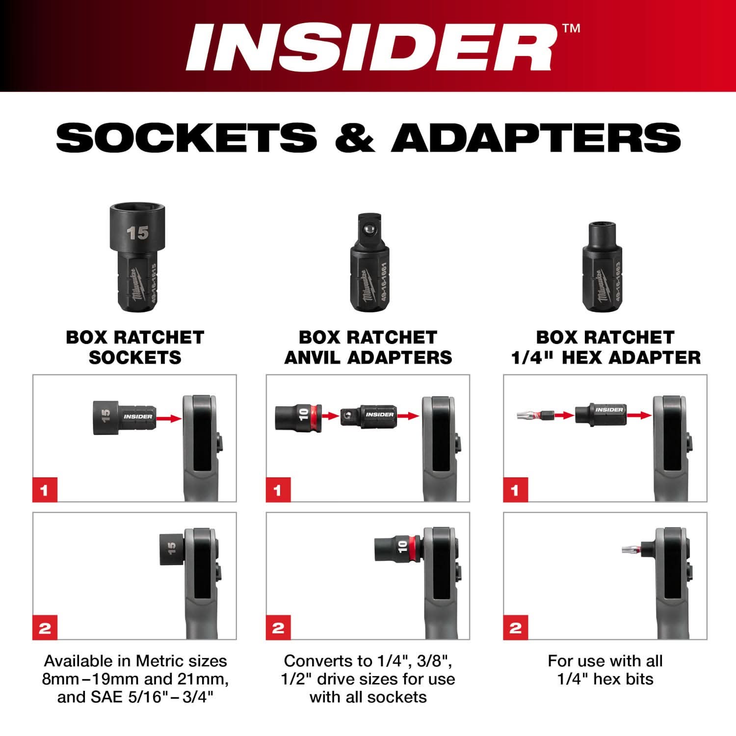 Milwaukee 49-16-1647 INSIDER Box Ratchet Socket 6 Point 11/16"