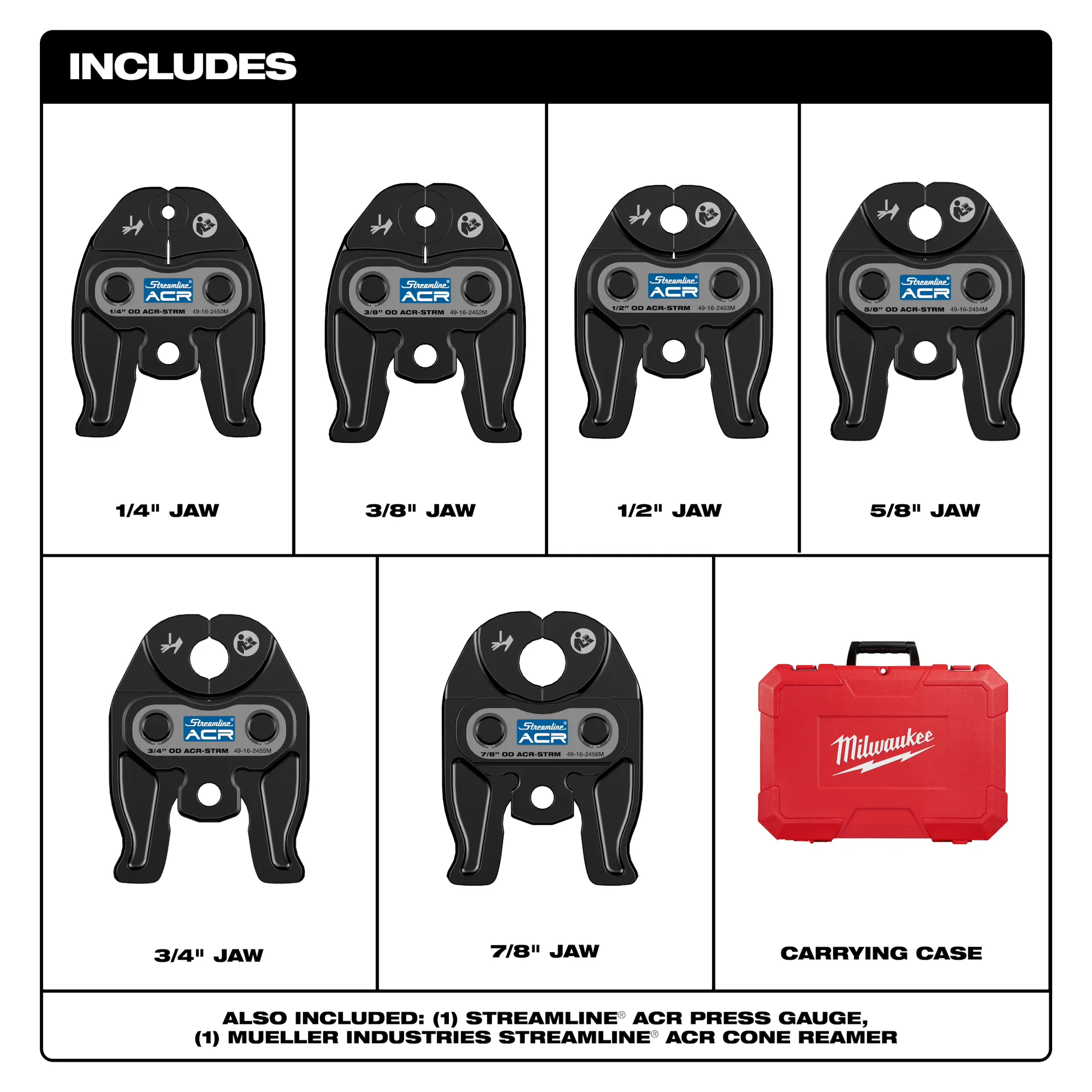 Milwaukee 49-16-2461M 1/4 in. - 7/8 in. Streamline ACR Press Jaw Kit for M12 FORCE LOGIC Press Tool