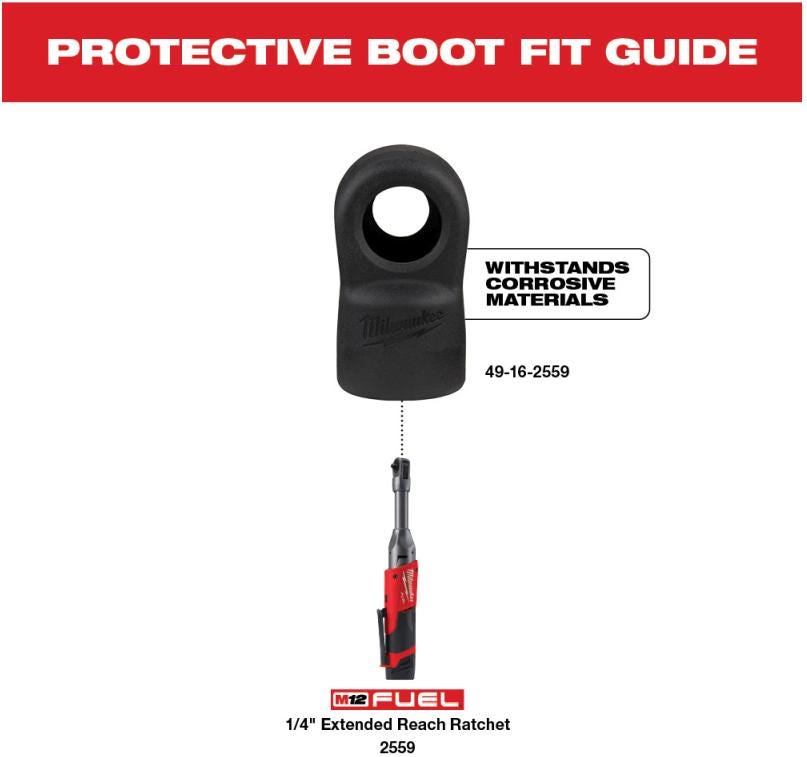 Milwaukee 49-16-2559 1/4" Extended Reach Ratchet Rubber Boot