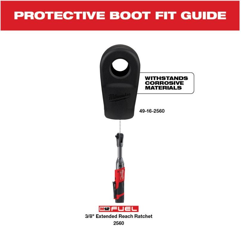 Milwaukee 49-16-2560 M12 FUEL 3/8" Extended Reach Ratchet Rubber Boot