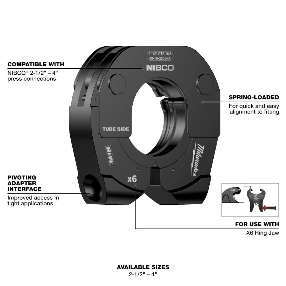 Milwaukee 49-16-2658NX 4" NIBCO Press Ring for use with M18 FORCE LOGIC Long Throw Press Tool