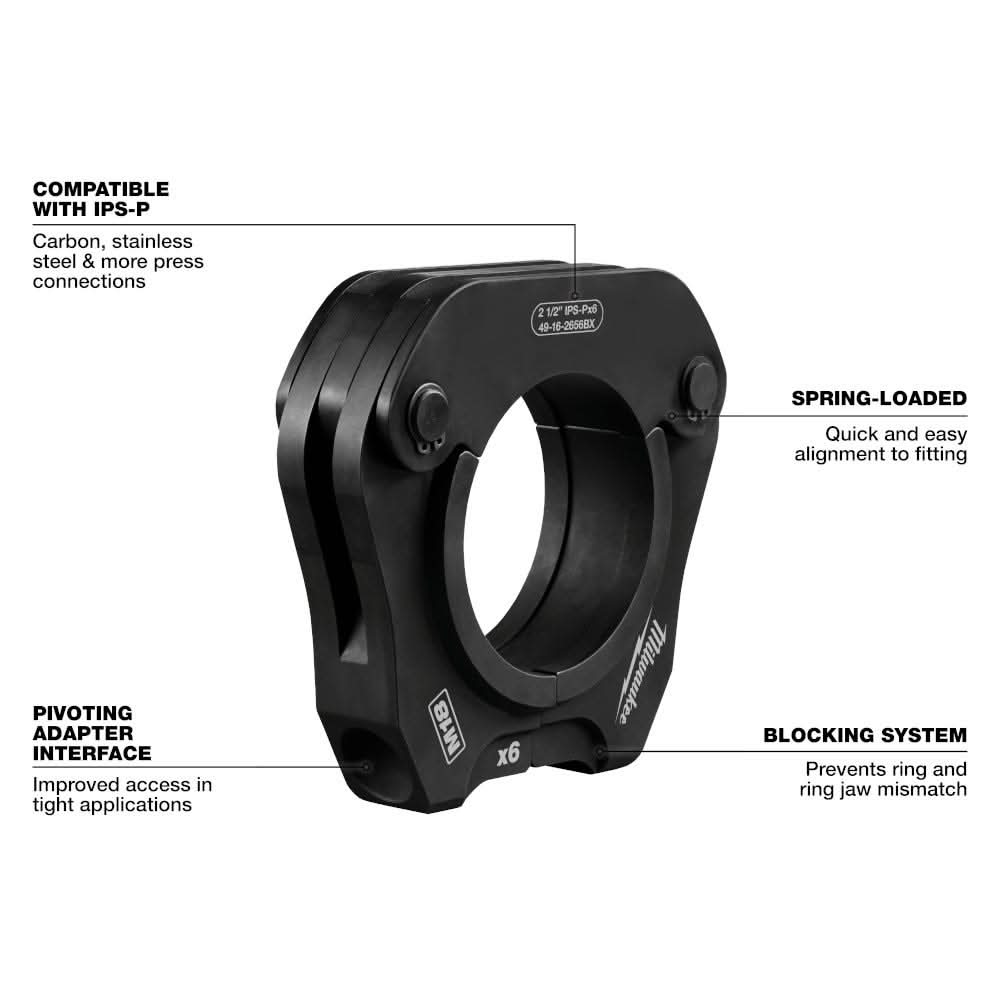 Milwaukee 49-16-2698X 2-1/2" - 4" IPS-P Pivoting Press Ring Kit for M18 FORCE LOGIC Long Throw Press Tool