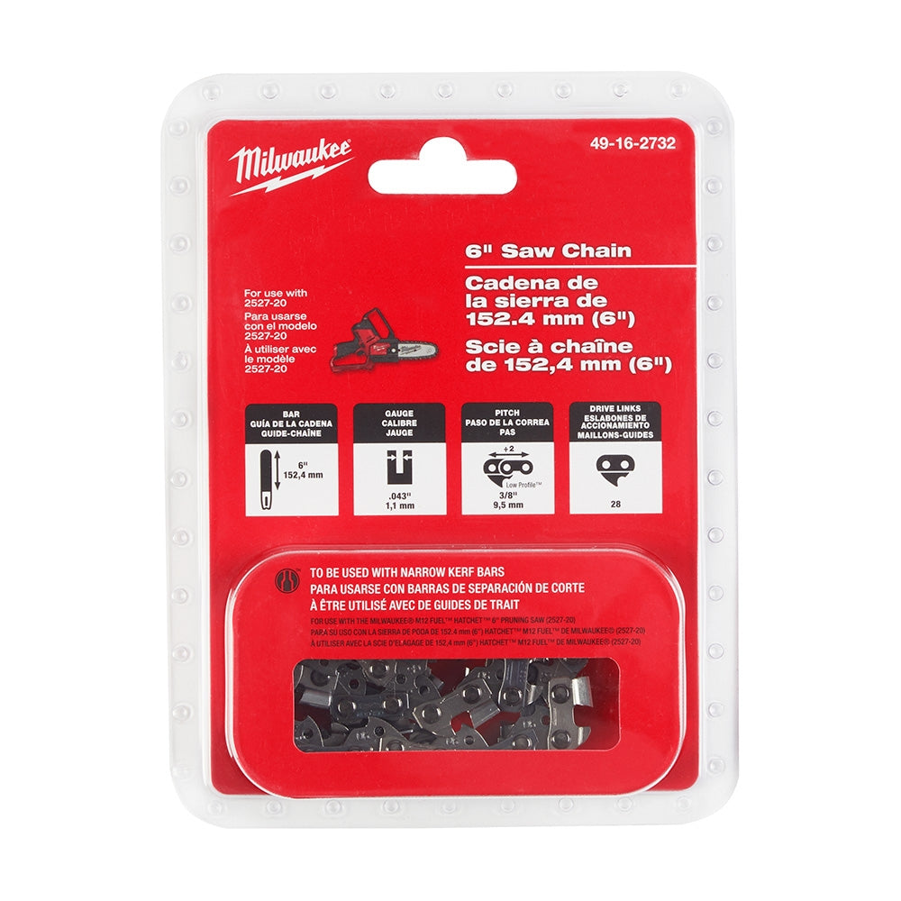 Milwaukee 49-16-2732 6-Inch Hatchet Pruning Saw Chain