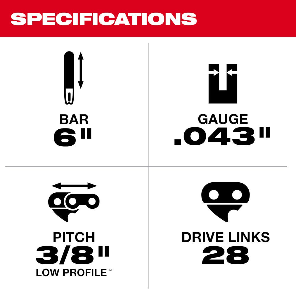 Milwaukee 49-16-2732 6-Inch Hatchet Pruning Saw Chain
