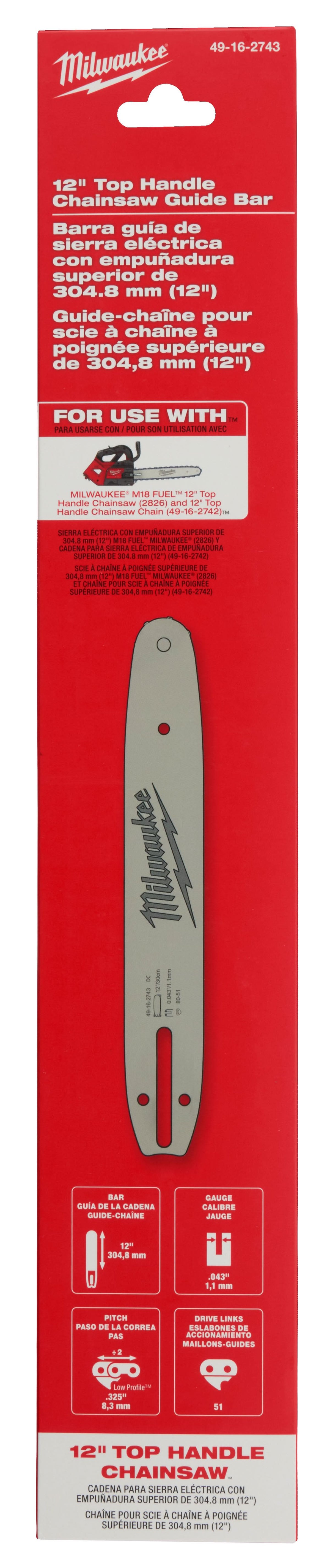 Milwaukee 49-16-2743 12" Top Handle Chainsaw Guide Bar