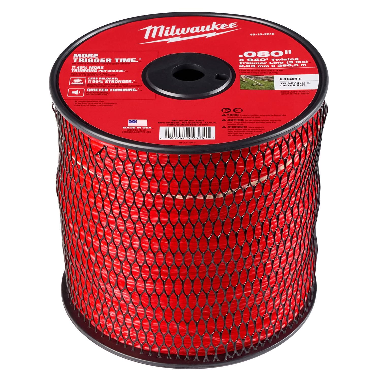 Milwaukee 49-16-2812 Twisted Trimmer Line, 0.080" x 940' (3 lb.)