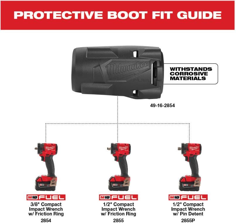 Milwaukee 49-16-2854 M18 FUEL Compact Impact Wrench Protective Boot