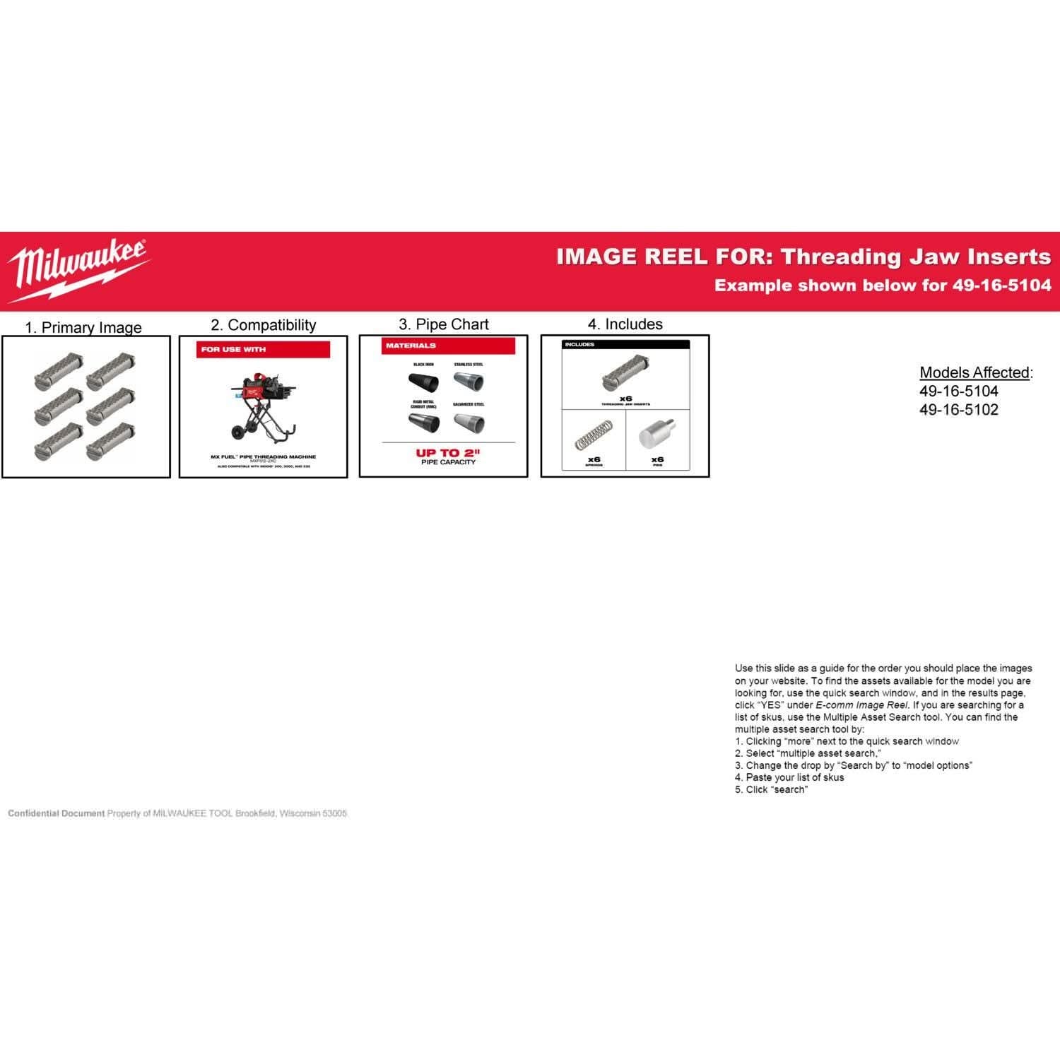 Milwaukee 49-16-5104 Threading Jaw Inserts