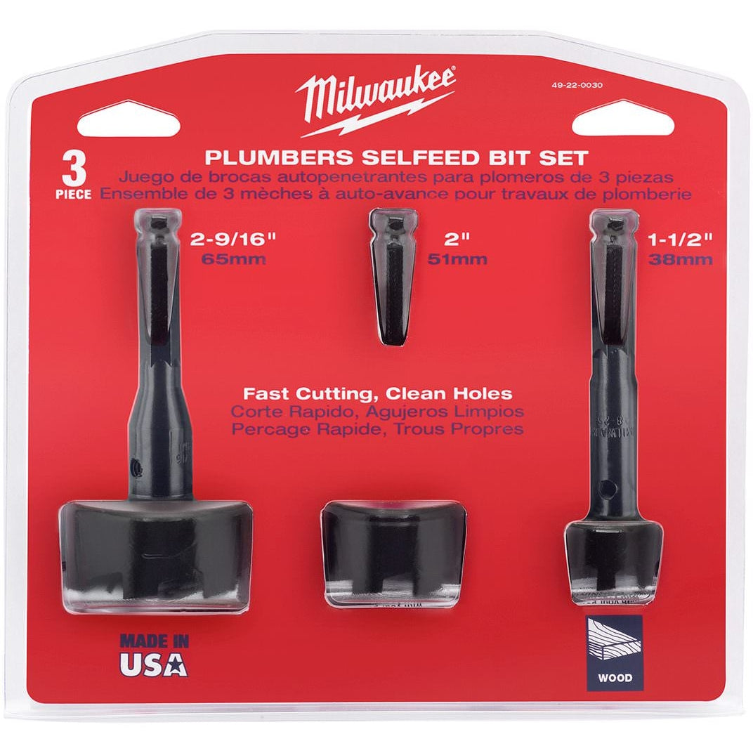 Milwaukee 49-22-0030 Plumbers' Selfeed Bit Kit, 3-Piece