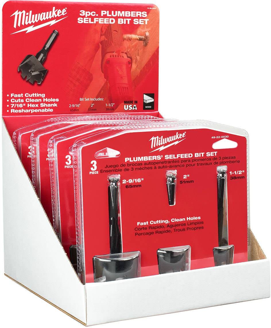 Milwaukee 49-22-0030 Plumbers' Selfeed Bit Kit, 3-Piece