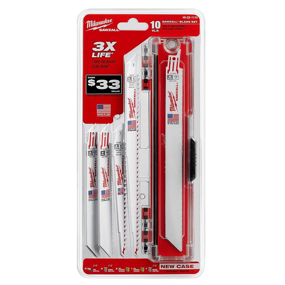 Milwaukee 49-22-1110 10-Piece SAWZALL Reciprocating Saw Blade Set