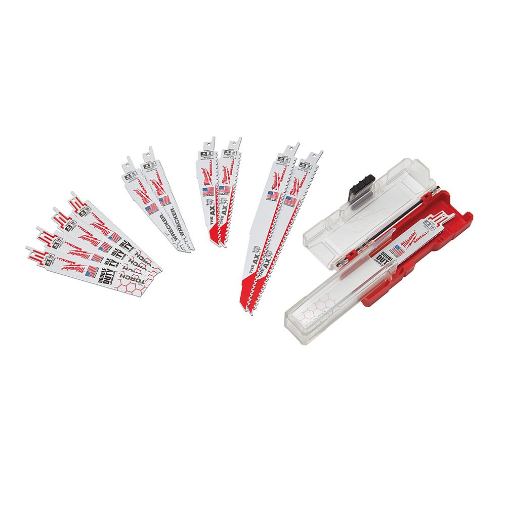 Milwaukee 2625-20 M18 Hackzall One-Handed Reciprocating Sawzall with 12-Piece Blade Assortment, Tool Only