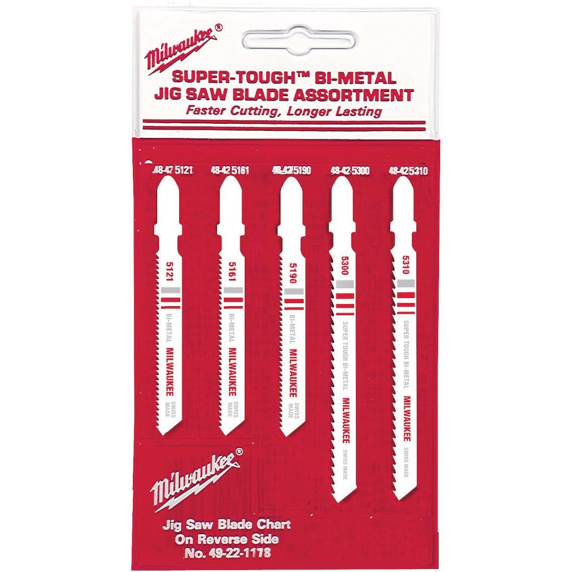 Milwaukee 49-22-1178 T-Shank Wood And Metal Assortment, 5-Pack
