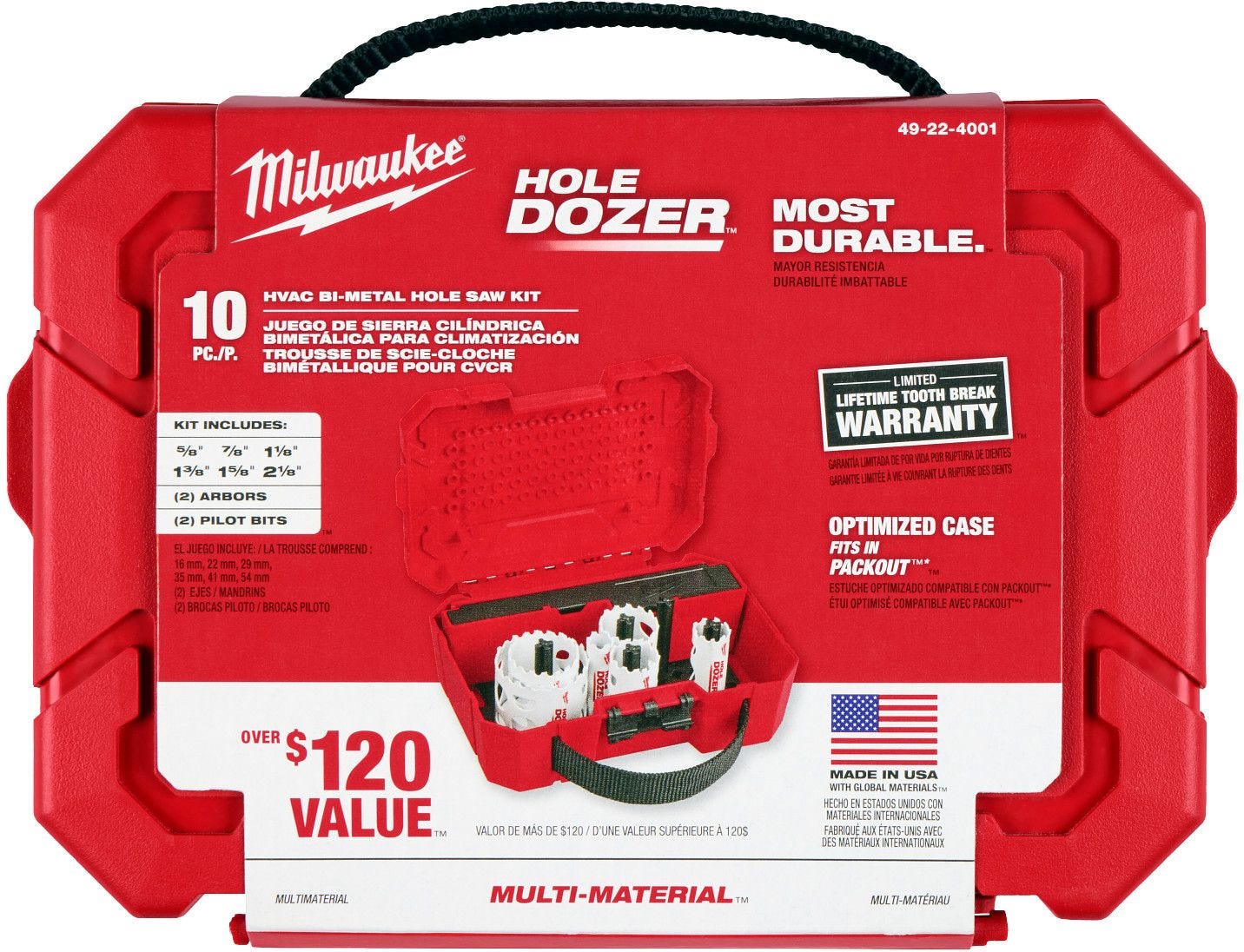 Milwaukee 49-22-4001 Milwaukee HVAC Hole Dozer Kit 10-Piece