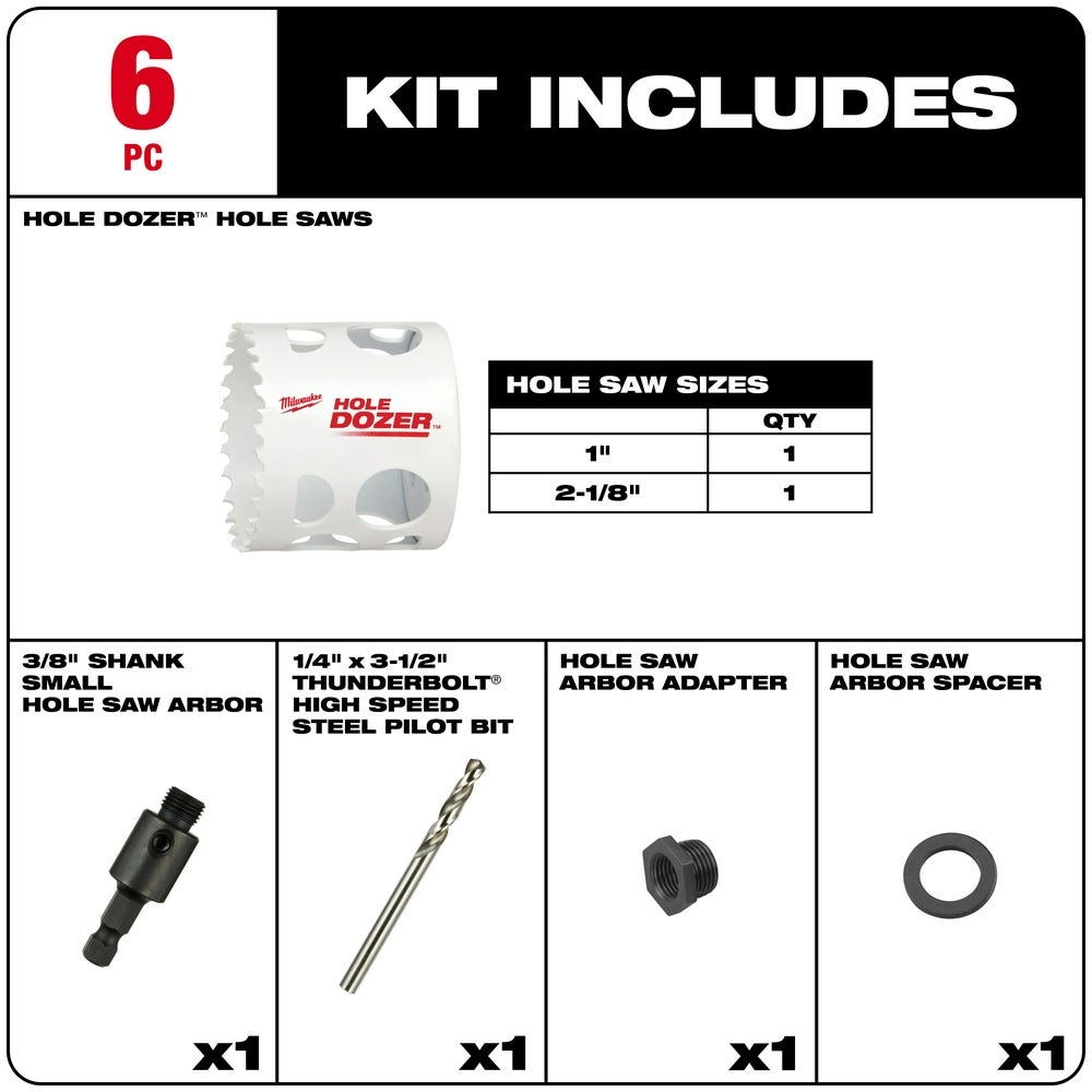 Milwaukee 49-22-4063 HOLE DOZER Door Lock Hole Saw Kit – Tool Nut