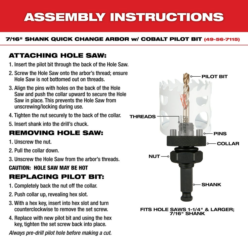 Milwaukee 49-22-4073 HOLE DOZER Door Lock Installation Hole Saw Kit