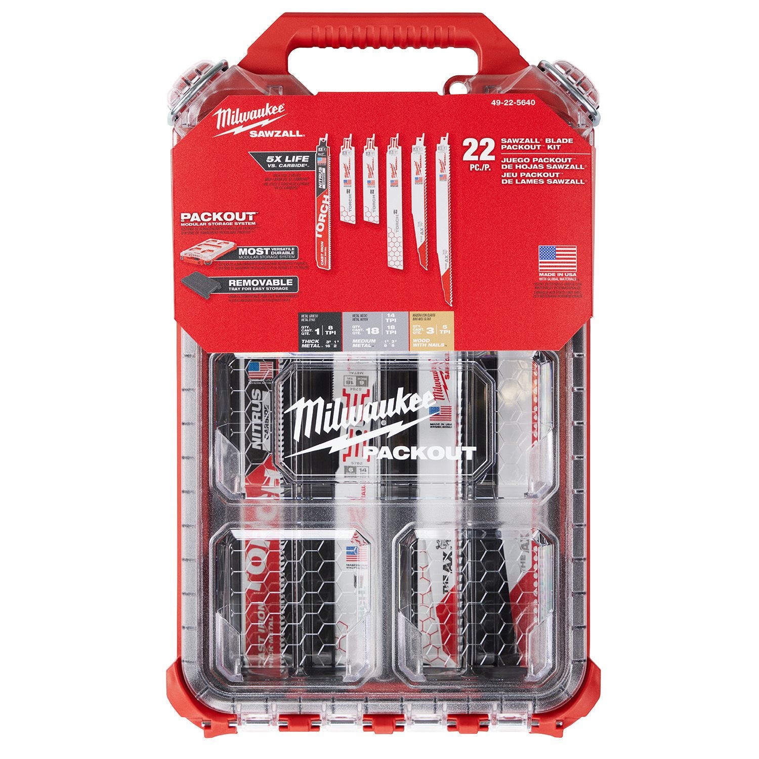 Milwaukee 49-22-5640 22PC SAWZALL BLADE PACKOUT KIT