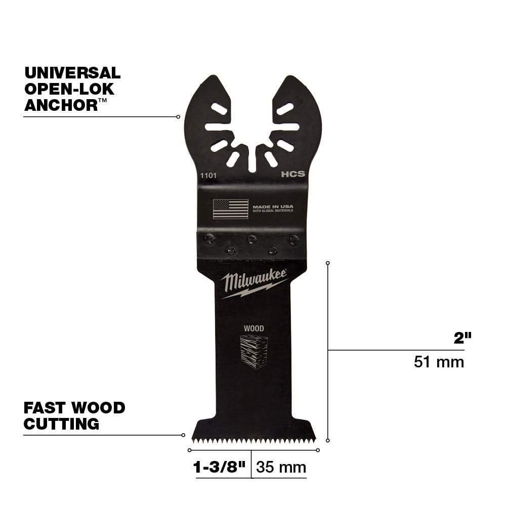 Milwaukee 49-25-1101 Open-Lok 1-3/8-Inch Hcs Wood Blade, 1-Pack