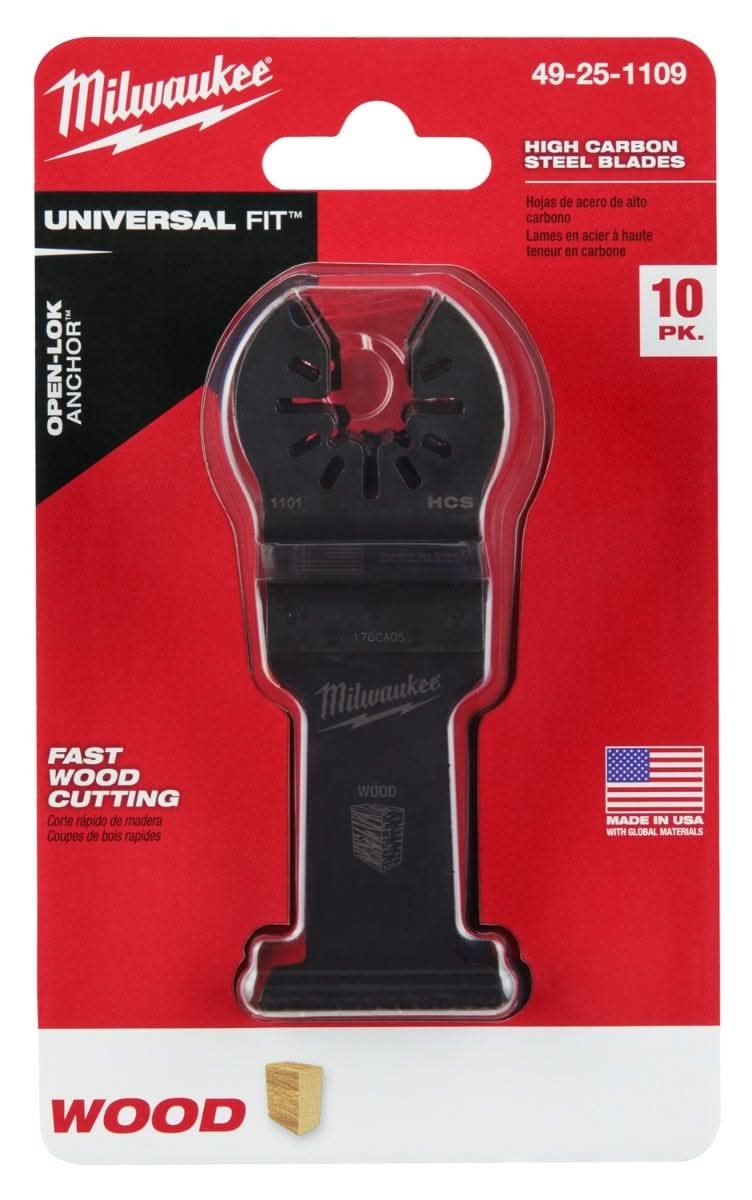 Milwaukee 49-25-1109 Open-Lok 1-3/8-Inch Hcs Wood Blade, 10-Pack