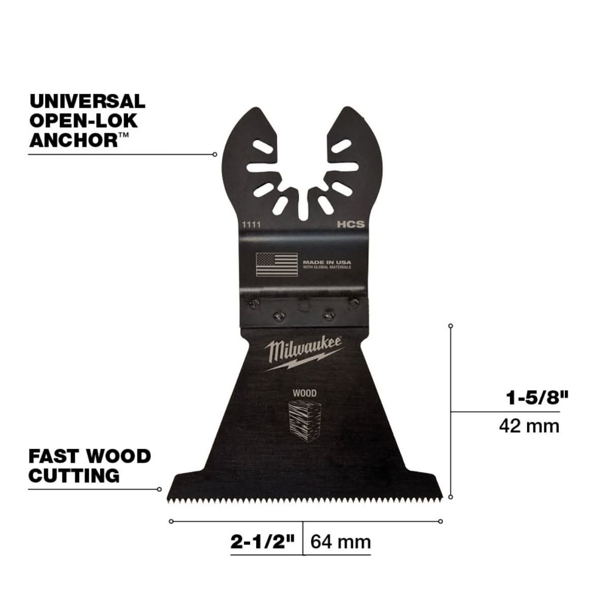 Milwaukee 49-25-1119 Open-Lok 2-1/2-Inch Hcs Wood Blade, 10-Pack